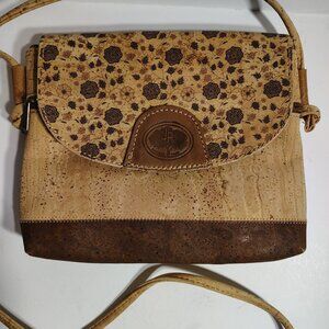 Vintage Authentic JA Natural Cork Made in Portugal Floral Crossbody Western Bag